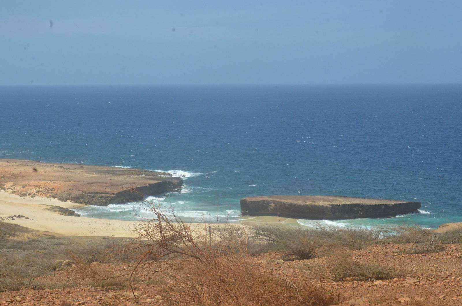 Limestone shelves and surf on Aruba's rugged north coast
