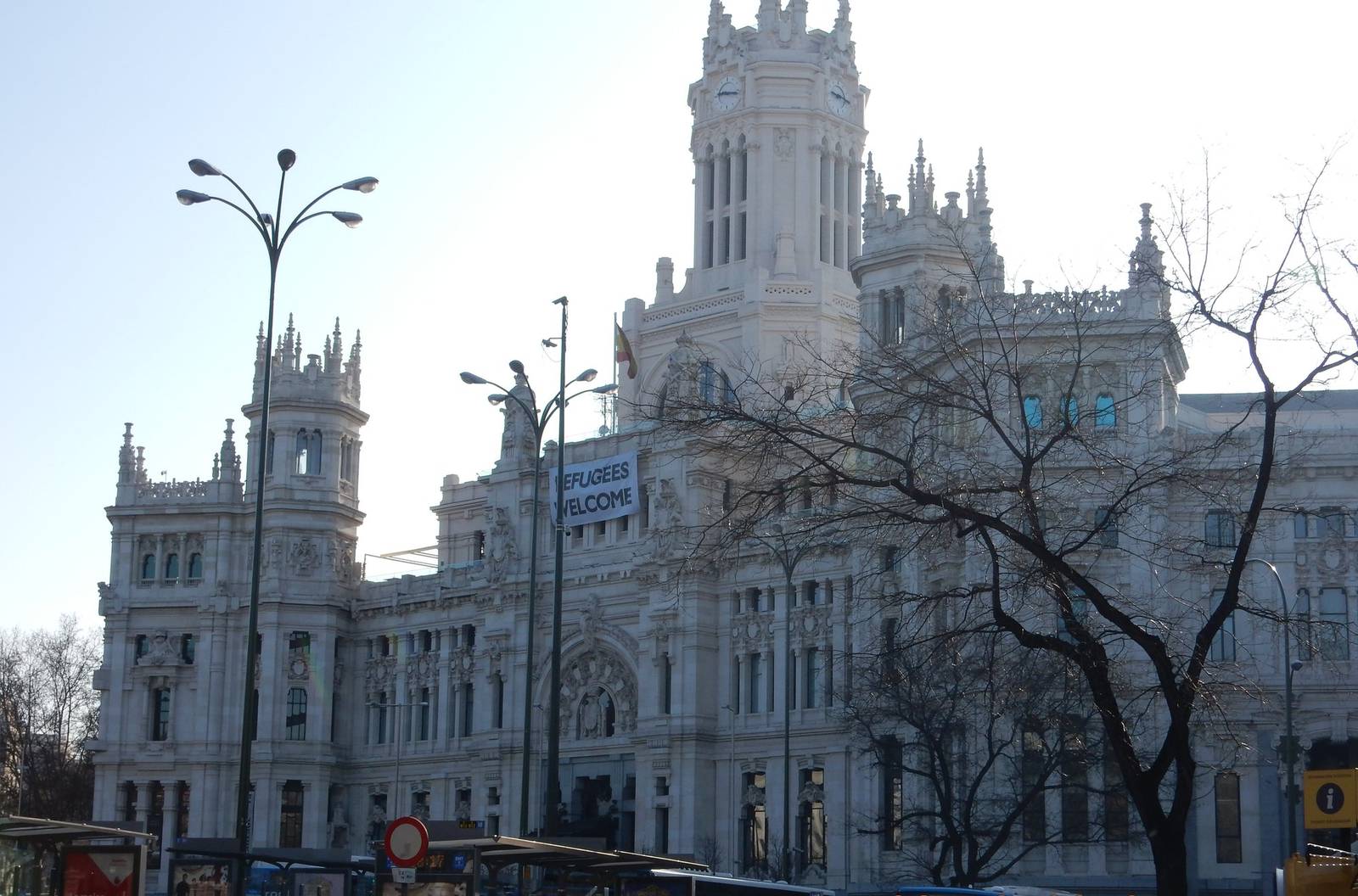 The Cibeles Palace on a winter morning in Madrid