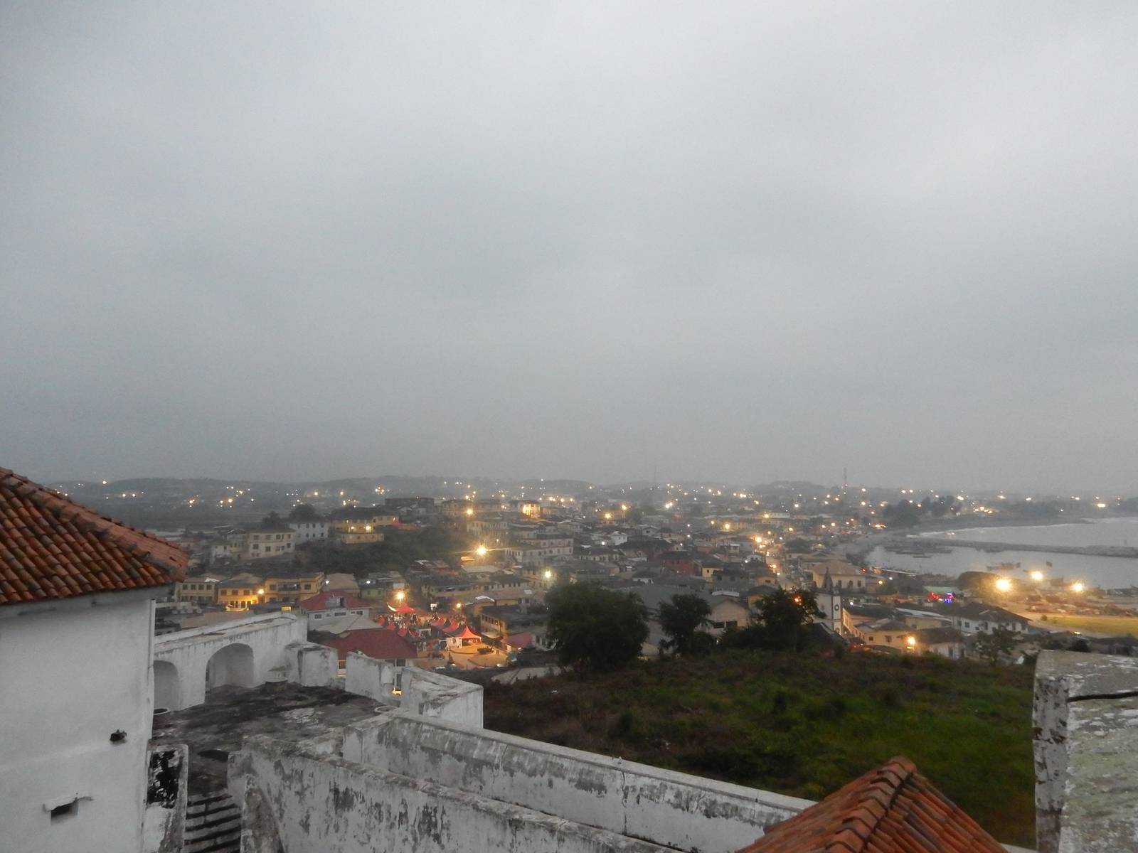 Evening lights coming on across the coast